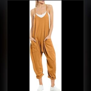 NWOT Casual Tan Jumpsuit with Adjustable Straps